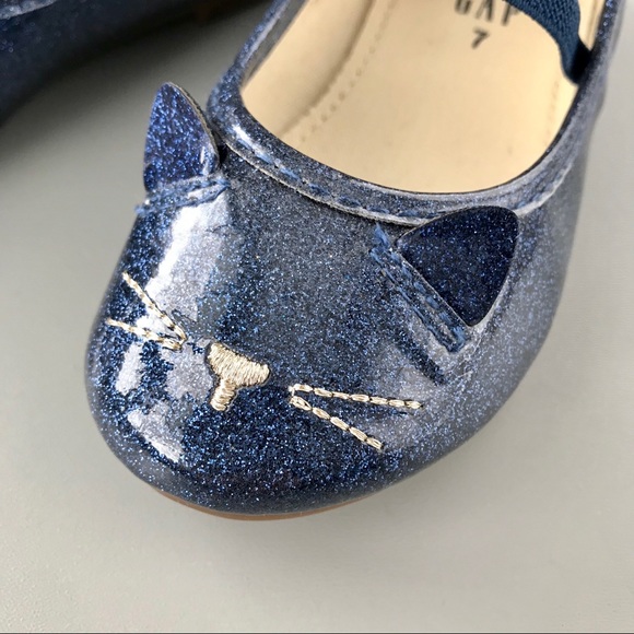 NWT Baby Gap Blue Sparkly Kitty Cat Shoes - Picture 3 of 8